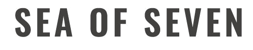 sea of seven on a white background with a back font.