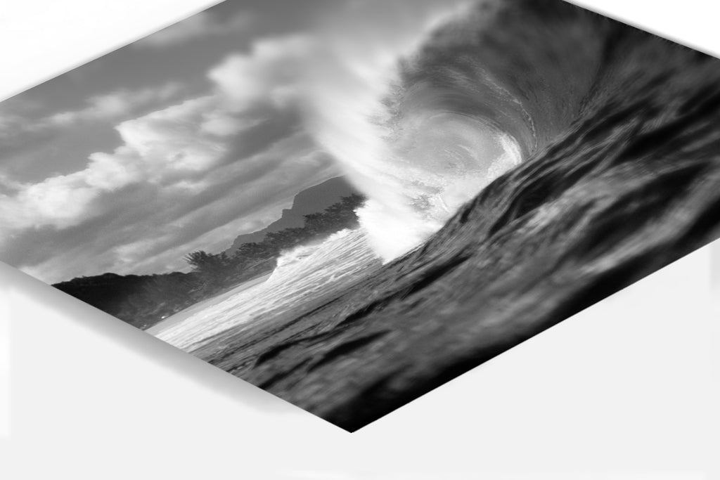 Pipeline empty wave photo printed on metal or aluminum from the North Shore of Oahu in Hawaii at the Pipeline.