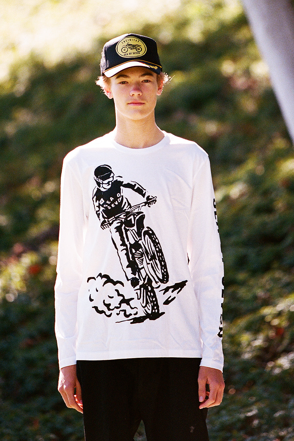 Marada Mens White Long Sleeve Tee - Motocross Graphic Racing MX