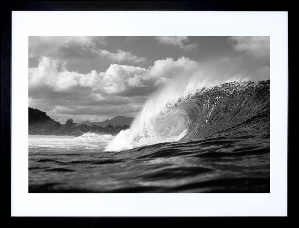 Shattered Glass gallery framed surf print of the Pipeline by water surfing photographer Jack English.